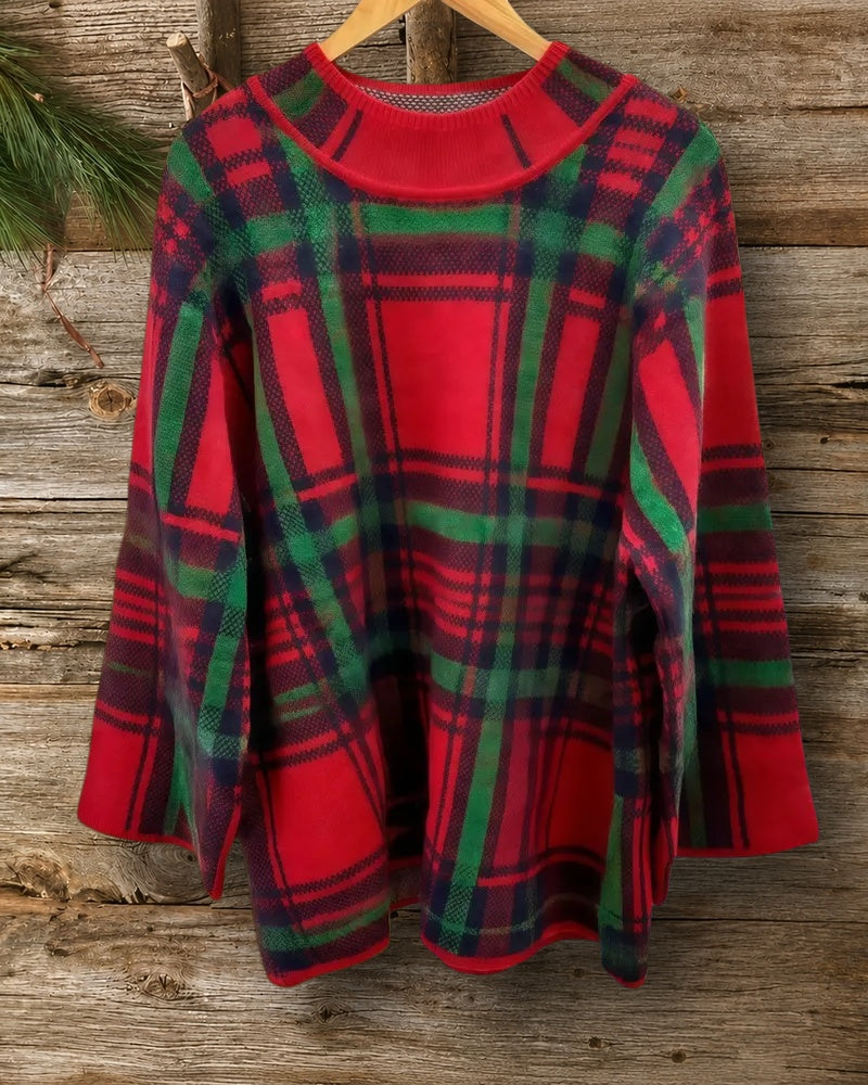 Plaid Mock Neck Stylish Sweater
