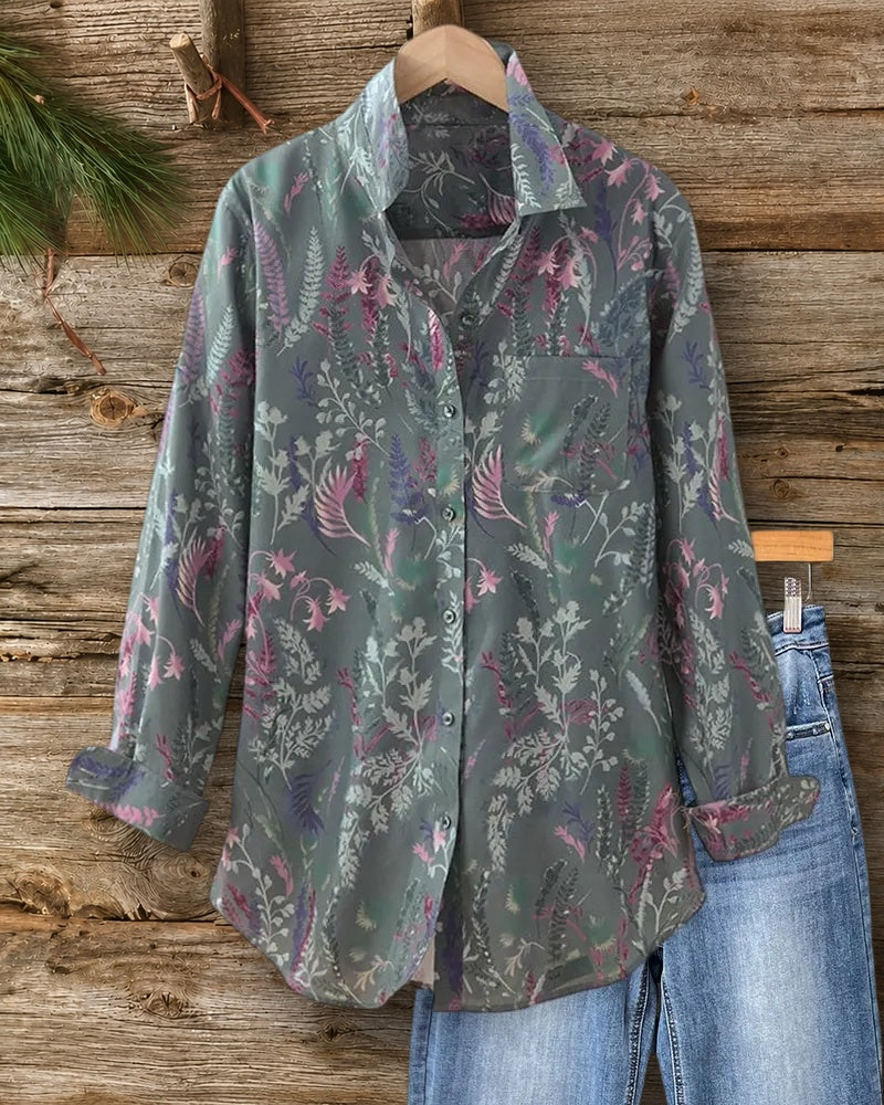 Botanical Button Chest Pocket Shirt