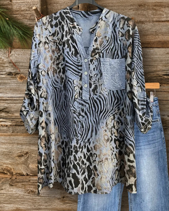 Leopard Print Wild V Neck Shirt
