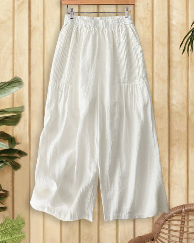 Solid Color Cozy Pocket Wide Leg Pants