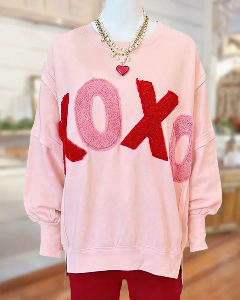 XOXO Applique Oversized Seamed Detail Shirt