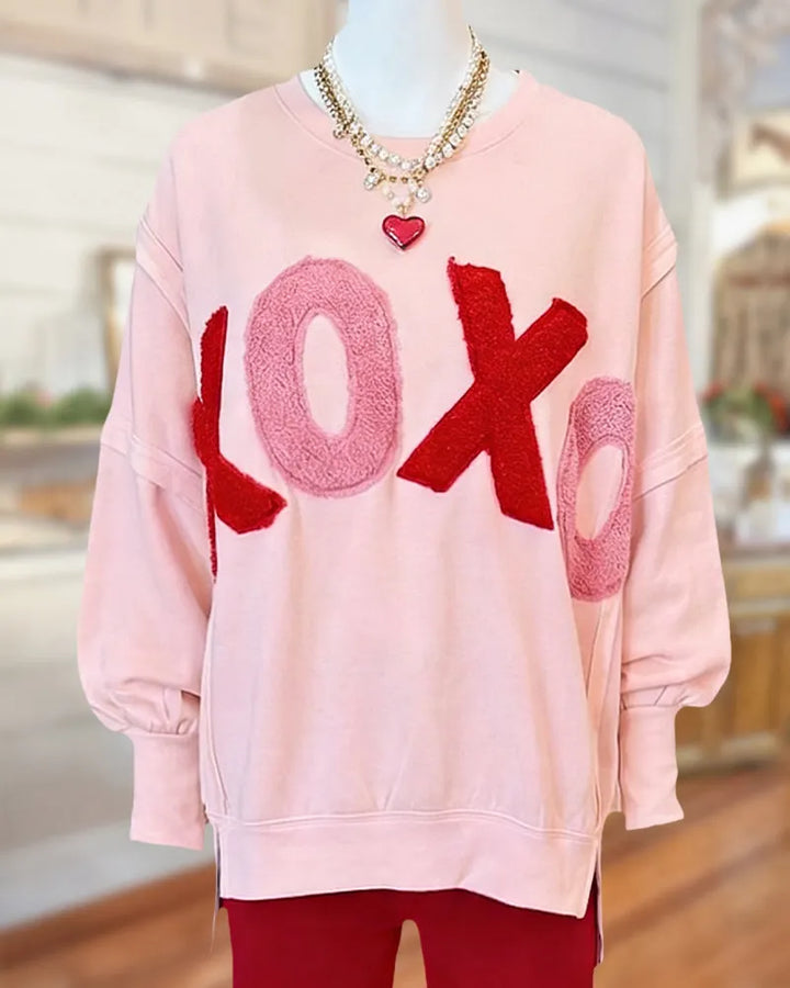 XOXO Applique Oversized Seamed Detail Shirt