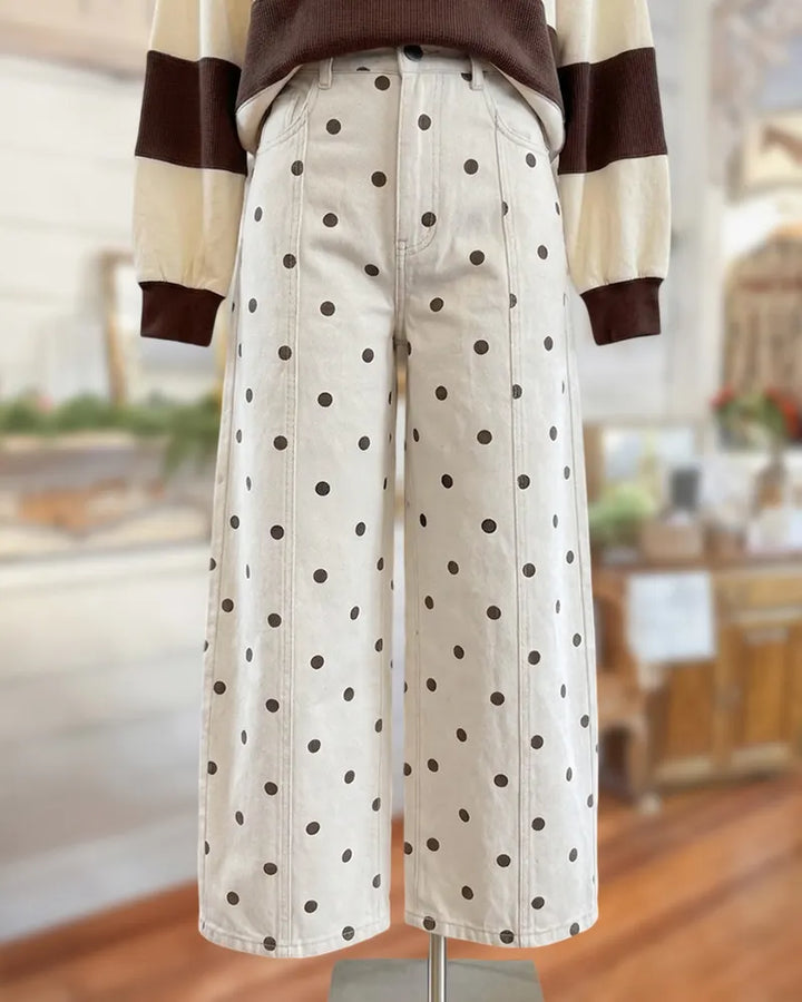 Polka Dot Playful Wide Leg High Waist Jeans