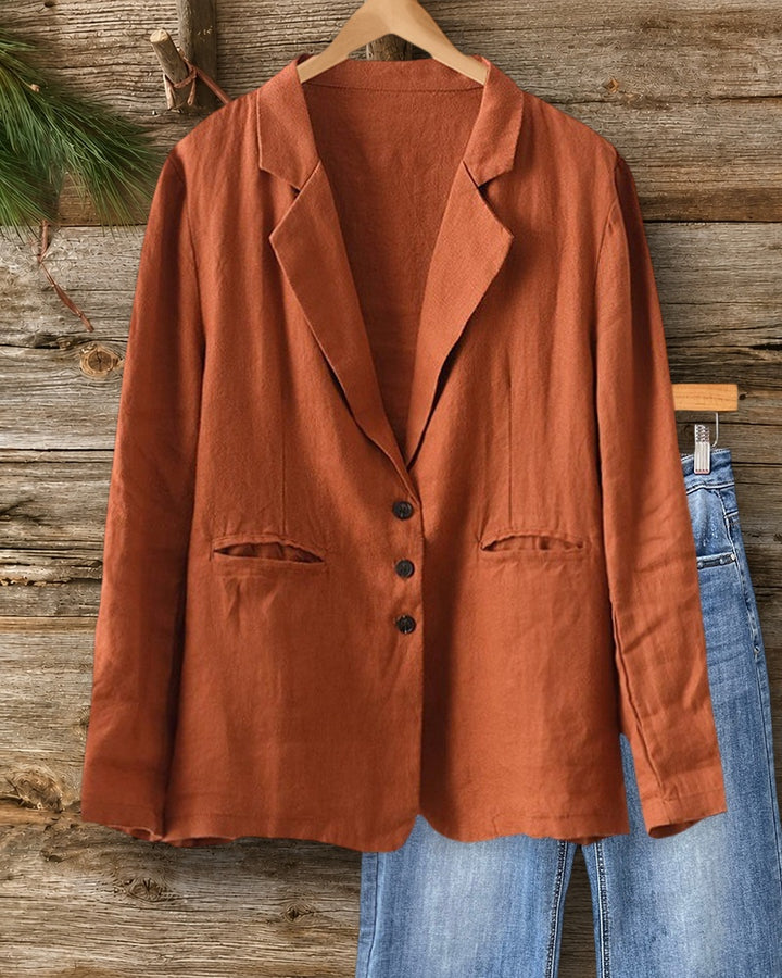 Solid Color Classic Notched Lapel Single Breasted Blazer
