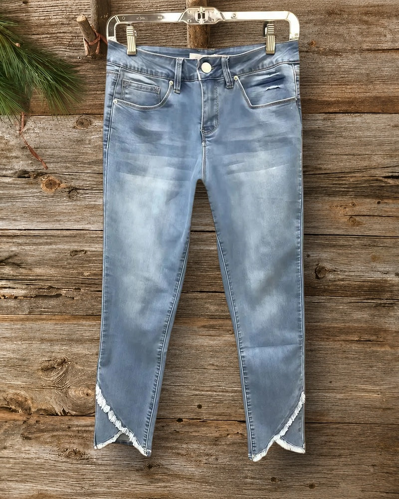 Blue Washed Gradient On-trend Pencil Jeans
