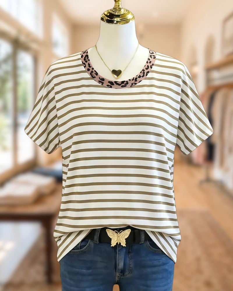 Striped Round Neck On-trend T-Shirt
