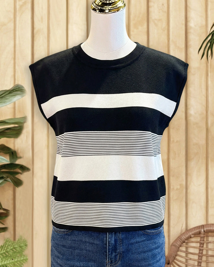 Striped Round Neck Simple T-Shirt