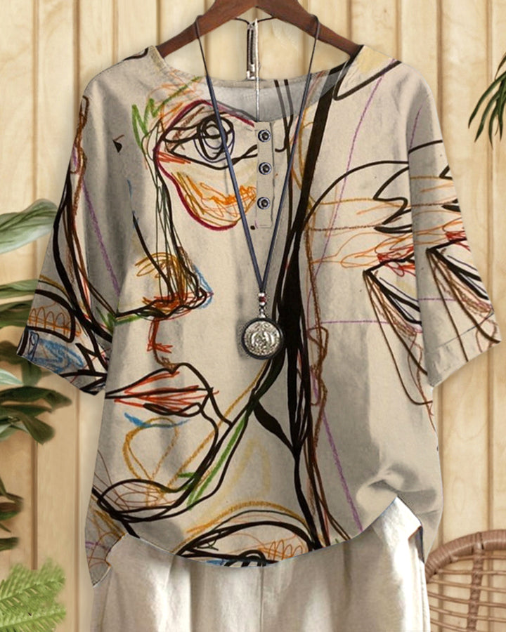 Floral Print Round Neck Urban Blouse