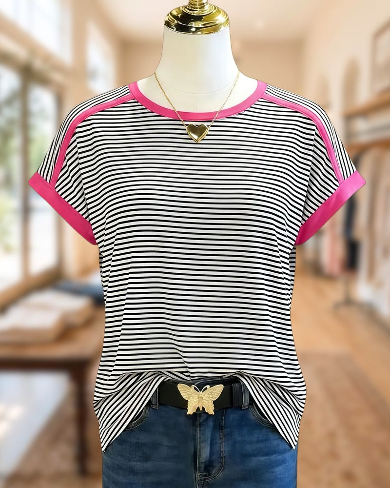 Striped Round Neck Casual Wear T-Shirt