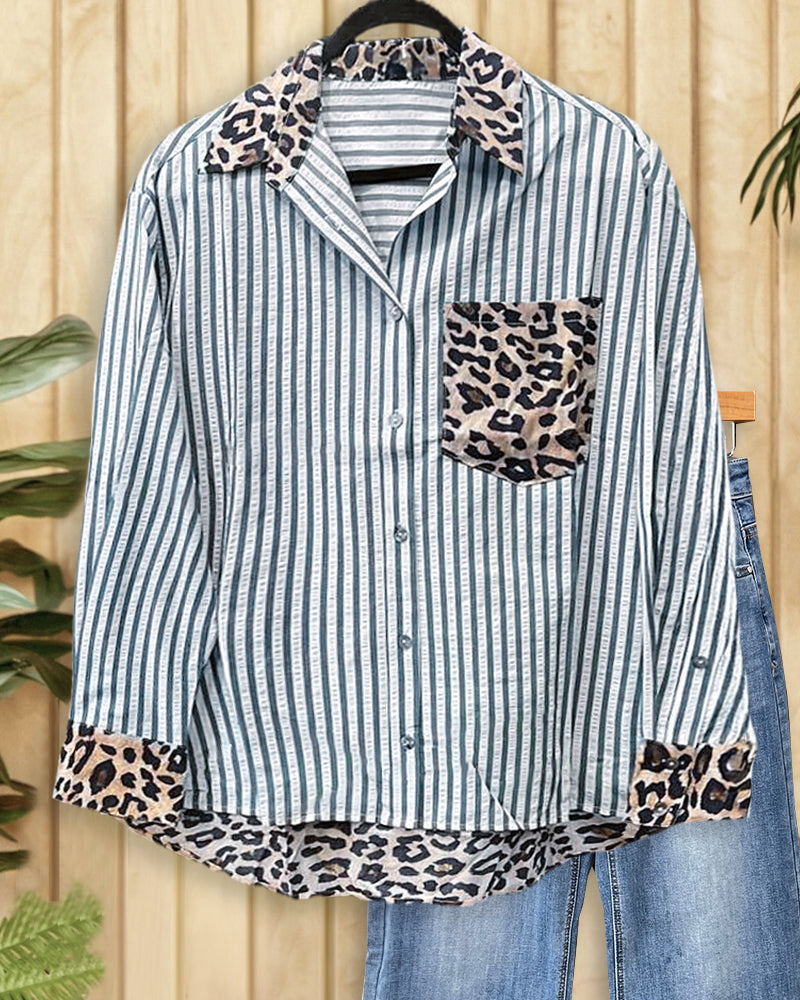 Patchwork Stylish Patch Pocket Button Up Shirt