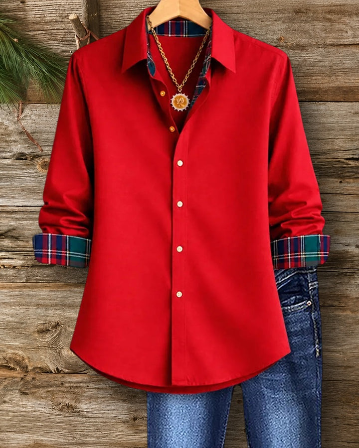 Plaid Contrast Trim Button Front Shirt