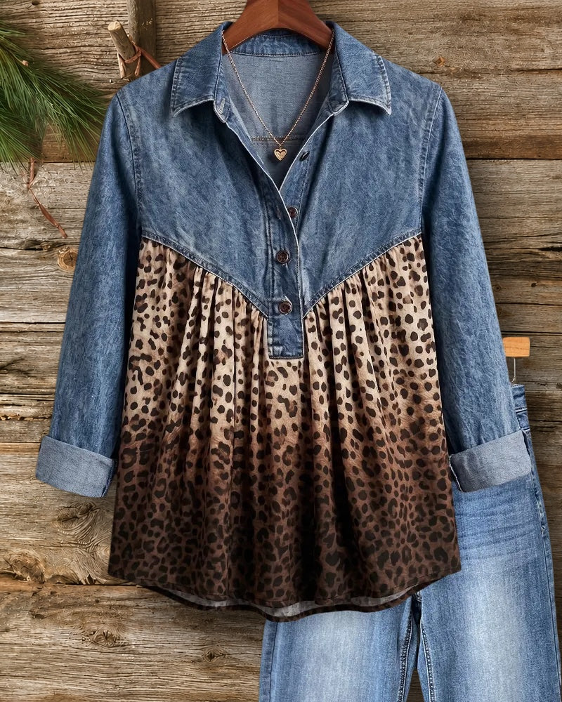 Leopard Print Button Front Shirt