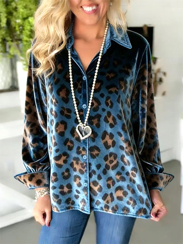 Midnight Leopard Velvet Button-Up Shirt